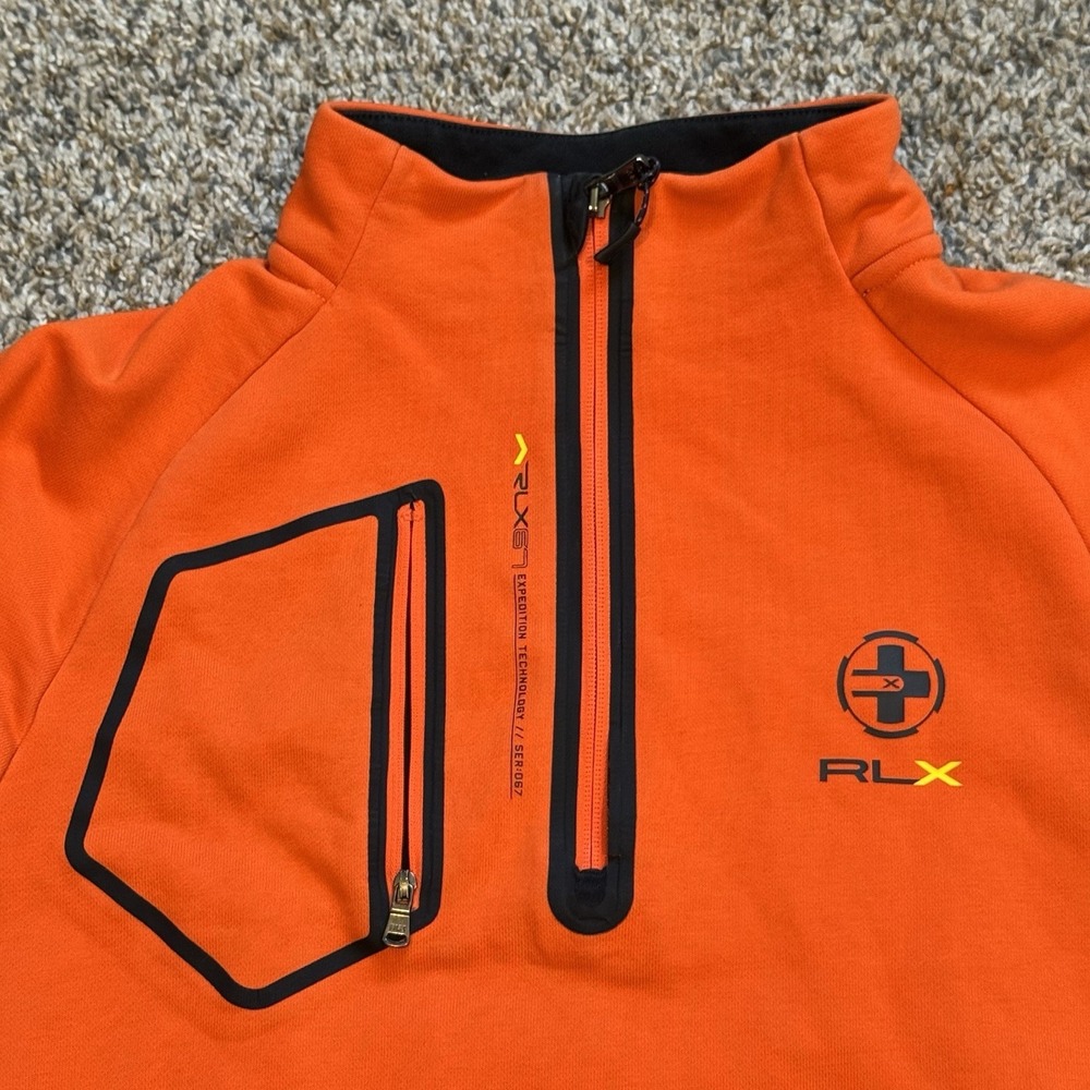 RLX 67 Ralph Lauren 1/4 Zip Pullover Athletic Gorp Sweater Men's Large Orange - Picture 2 of 5